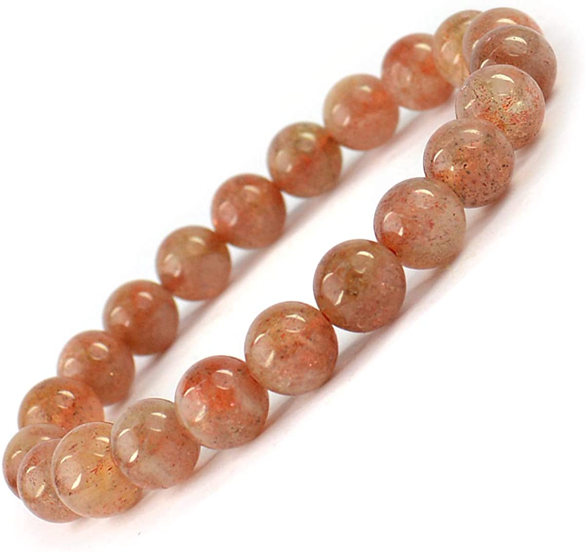 Divinity Crystals Natural Sunstone Semi Precious Gemstone Bracelet, Crystal Stone 8mm Beads Bracelet Round Shape for Reiki Healing, Crystal Healing and Chakra Balance Default Title